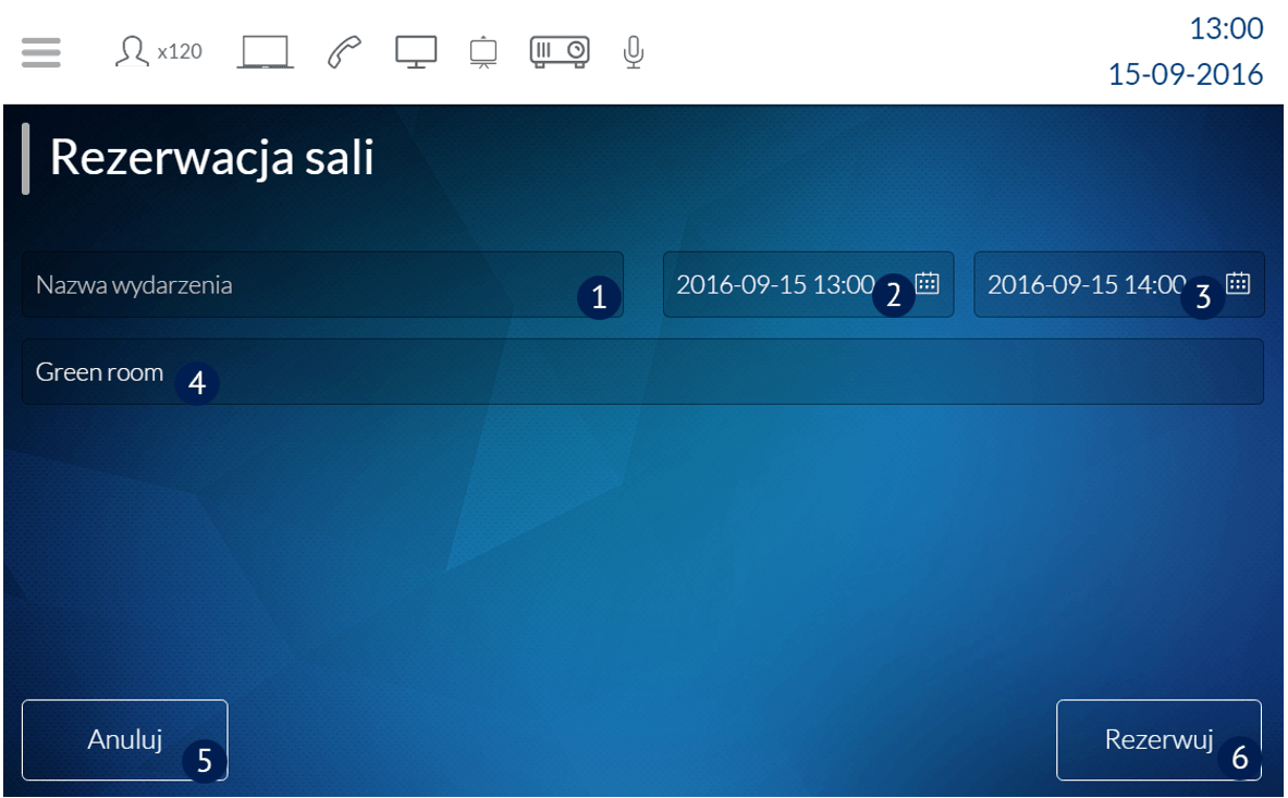 Rysunek 5 Widok formularza rezerwacji sali